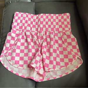 Vanilla Star Pink and White Checkered Athletic Shorts